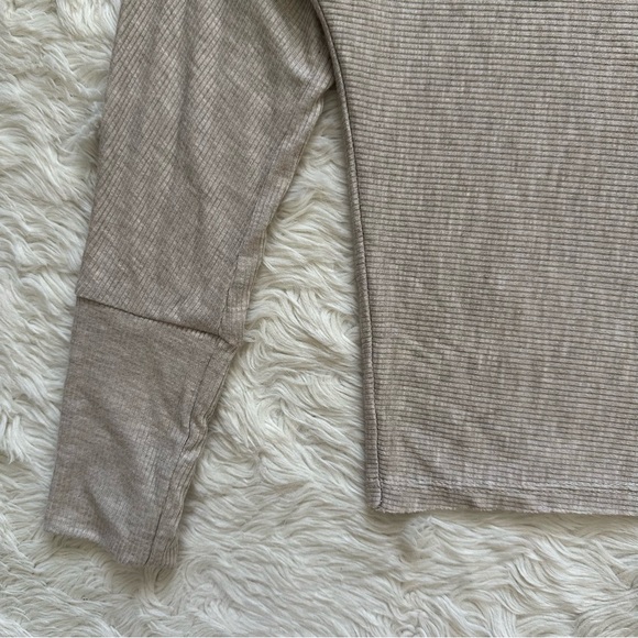 Joah Brown Top Vital Long Sleeve Ribbed Neutral Sz One Size - Picture 7 of 13